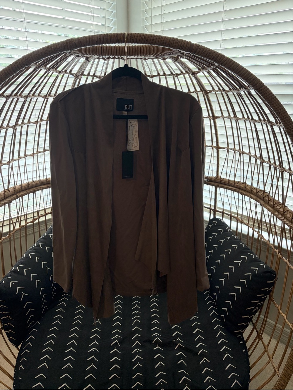 KUT From The Kloth Faux Suede Convertible Draped Jacket Taupe NWT Size Large